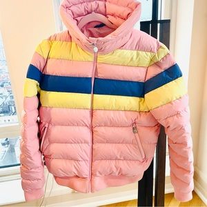 Mint condition pink white and Yellow Perfect Moment Ski jacket with logo and tag